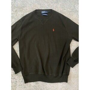 POLO RALPH LAUREN Mens Sz L Olive Green Pima Cotton Long Sleeve V-Neck Sweater